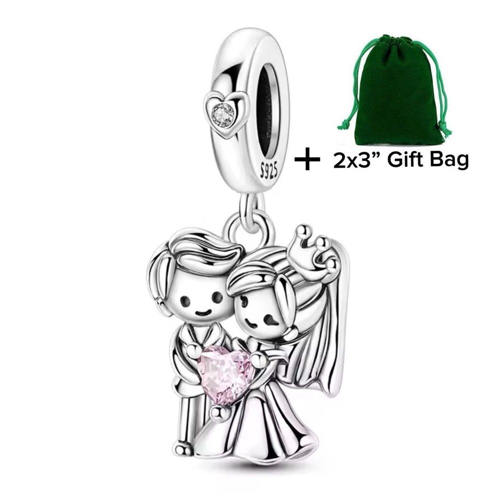 Married Couple Groom Bride Love Dangle Charm | 925 Silver | Brand New